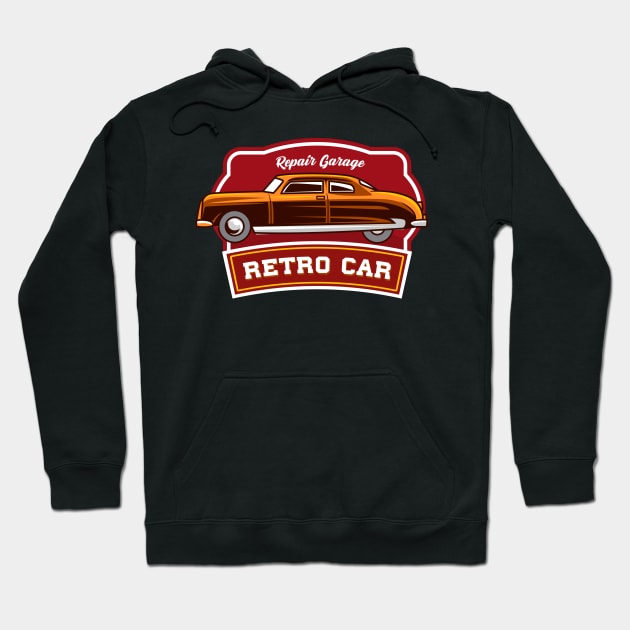 Repair Garage Retro Car Badge Hoodie by Harrisaputra